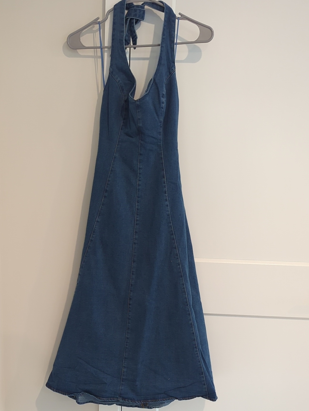 Haute Monde Denim Halter Maxi Dress - Deep Blue Size Small NWT